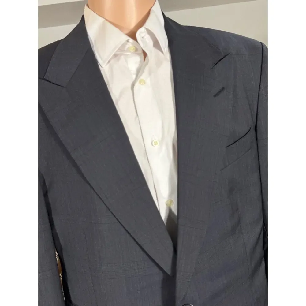 Tom Ford Navy Blue Prince of Wales Wool 2Pc Suit Windsor (56R IT) 44R Peak